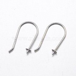 925 Sterling Silver Earring Hook Findings, Silver, Tray: 5mm, 18mm, Pin: 0.8mm, about 39pairs/20g(STER-M102-03S-5mm)