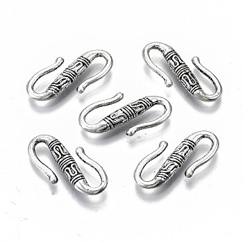 Tibetan Style Alloy S-Hook Clasps, Cadmium Free & Lead Free, Antique Silver, 22x12x3.5mm, about 700pcs/1000g