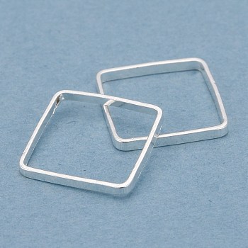 Brass Linking Rings, Long-Lasting Plated, Square, 925 Sterling Silver Plated, 10x10x1mm, Inner Diameter: 9x9 mm