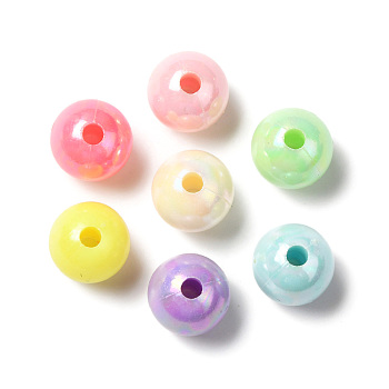 Opaque Acrylic Beads, AB Color ,Round, Mixed Color, 9.5x10mm, Hole: 2.5mm, about 1087pcs/500g