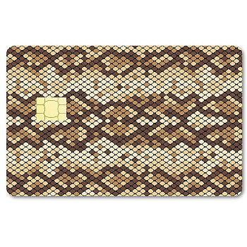 Rectangle PVC Plastic Waterproof Card Stickers, Self-adhesion Card Skin for Bank Card Decor, Snakeskin, 186.3x137.3mm