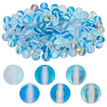 120Pcs 6 Colors Synthetic Moonstone Beads Strands, Frosted, Round, Mixed Color, 6mm, Hole: 0.8~1mm, about 20pcs/color