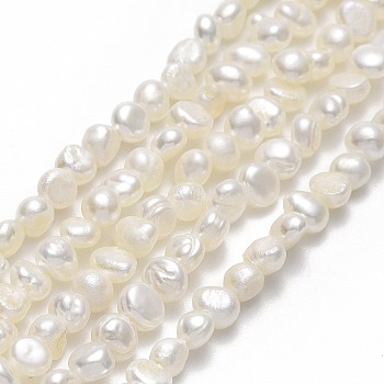 Natural Cultured Freshwater Pearl Beads Strands, Two Sides Polished, Linen, 3~4.5x3~3.5x2.5~3mm, Hole: 0.5mm, about 107~112pcs/strand, 13.46''(34.2cm)