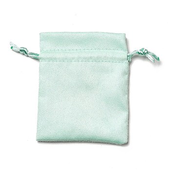 Velvet Cloth Drawstring Bags, Jewelry Bags, Christmas Party Wedding Candy Gift Bags, Rectangle, Aquamarine, 10x8cm