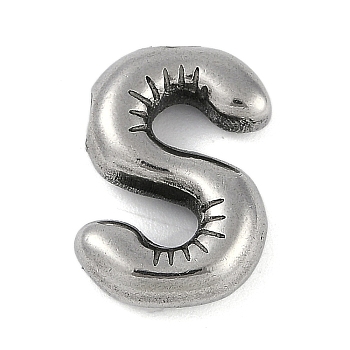 Anti-Tarnish 304 Stainless Steel Pendants, Letter S, 18.5x14x5mm, Hole: 2mm