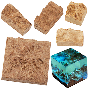 5Pcs 5 Styles Unfinished Wood Mountain for DIY Epoxy Resin, UV Resin Jewelry Pendant, Rings, Necklaces Making, Mixed Shapes, 21.5~50.5x20~50.5x12~20.5mm, 1pc/style