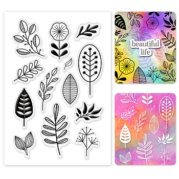 Custom PVC Plastic Clear Stamps, for DIY Scrapbooking, Photo Album Decorative, Cards Making, Leaf, 160x110x3mm
