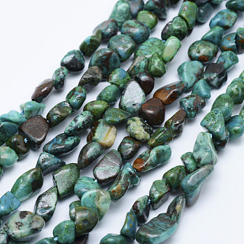 Natural Chrysocolla Beads Strands, Nuggets, 5~12x4~9mm, Hole: 1mm, 15.7 inch~16.1 inch(40~41cm)