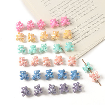 Opaque Acrylic Beads, Faceted, Bear, Mixed Color, 17.5x16.6x11.1mm, Hole: 3mm, 360pcs/500g