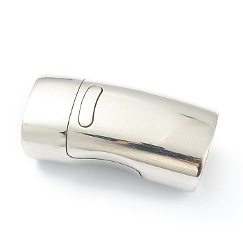 304 Stainless Steel Magnetic Clasps with Glue-in Ends, Rectangle, Stainless Steel Color, 27x13x9.5mm, Hole: 7x11mm