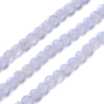 Natural Blue Lace Agate Beads Strands, Faceted, Round, 3~3.5mm, Hole: 0.5mm, about 115~130pcs/strand, 14.5~16.1 inch(37~41cm)