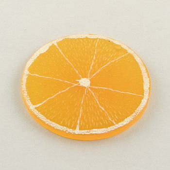 Resin Fruit Pendants, Lemon/Flat Round, Orange, 48x3mm, Hole: 2mm