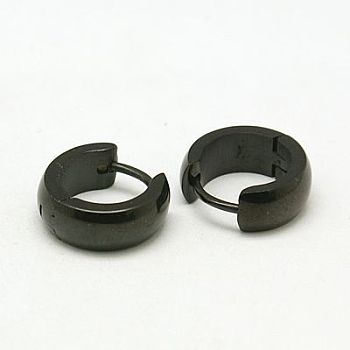 Personalized Unisex 304 Stainless Steel Huggie Hoop Earrings, Gunmetal, 12x13x4.5mm, Pin: 0.8mm