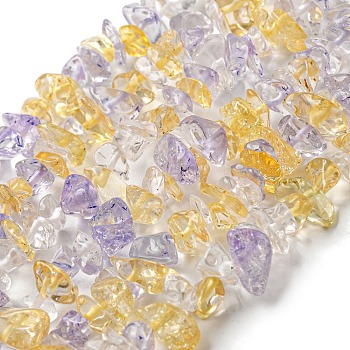 Crackle Glass Bead Strands, Imitation Ametrine, Chip, Dyed, Purple, 3~5x7~13x2~4mm, Hole: 0.4mm, 34.9 inch