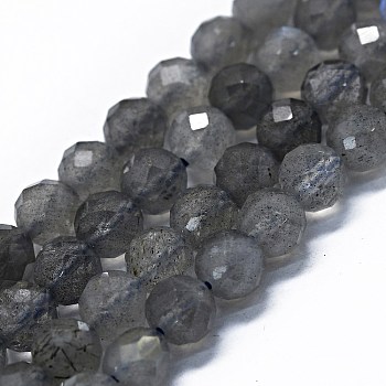 Natural Labradorite Beads Strands, Faceted(64 Facets), Round, 6mm, Hole: 0.8mm, about 62~67pcs/strand, 15.16~15.55 inch(38.5~39.5cm)