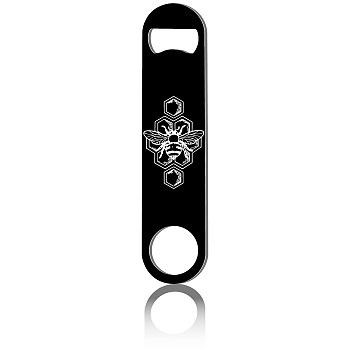 430 Stainless Steel Bottle Openers, Laser Cut, Rectangle, Bees, 178x40x2mm