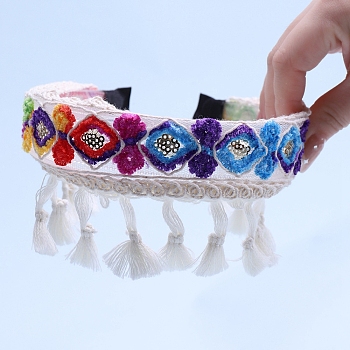 Ethnic Style Woven Cotton Hair Bangs, Colorful, 155x135mm