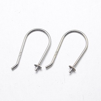 925 Sterling Silver Earring Hook Findings, Silver, Tray: 5mm, 18mm, 20 Gauge, Pin: 0.8mm, about 39pairs/20g