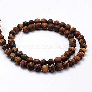 Frosted Natural Tiger Eye Beads Strands(G-F364-18-6mm)-2