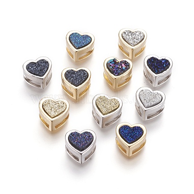 Mixed Color Mixed Color Heart Brass Slide Charms