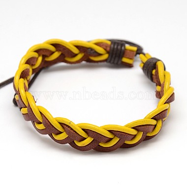 Trendy Unisex Casual Style Braided Waxed Cord and Leather Bracelets(BJEW-L297-M)-2