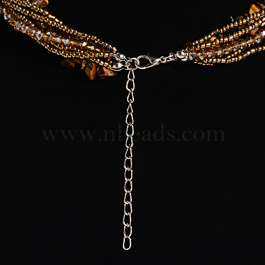 Tiger Eye Multi-strand Necklaces(NJEW-L143-02)-3