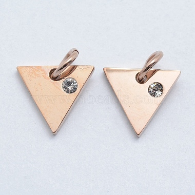 Real Rose Gold Plated Clear Triangle Stainless Steel+Cubic Zirconia Charms