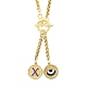 Ion Plating(IP) 304 Stainless Steel Purple Enamel Letter & Eye Pendant Wheat Chain Necklaces(STAS-Z102-01G-X)-1