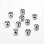 Brass European Beads, Large Hole Rondelle Beads, Cadmium Free & Lead Free, Platinum, 7x4mm, Hole: 4.5mm(OPDL-M001-01P)
