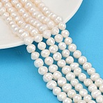 Natural Cultured Freshwater Pearl Beads Strands, Potato, Grade A+, White, 8~9mm, Hole: 0.7mm, about 54pcs/strand, 34.2cm(PEAR-I007-07J-08A)