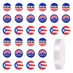 300Pcs 3 Styles Handmade Polymer Clay Beads, Flat Round, with 1 Roll Elastic Crystal Thread, Mixed Color, 9~10x4~5mm, Hole: 1.6~2.5mm, 100pcs/color(CLAY-TA0001-69)