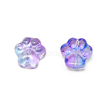 Handmade Lampwork Cabochons, Cat Paw, Dark Violet, 13.4x13.4x5mm(LAMP-CJC0007-02)
