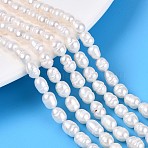 Natural Cultured Freshwater Pearl Beads Strands, Rice, Creamy White, 5~7.5x4.5~5mm, Hole: 0.4~0.5mm, about 55~58pcs/strand, 13.98~14.17''(35.5~36cm)(PEAR-T006-19A)