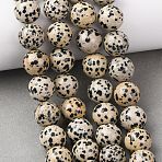 Natural Dalmatian Jasper Beads Strands, Smooth Round, 14mm, Hole: 1~1.2mm, about 26pcs/strand, 14.65''(37.2cm)(G-A310-A05-14mm)