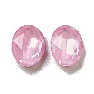 Glass Rhinestone Cabochons, Point Back & Back Plated, Faceted, Oval, Rosaline, 10x8x5mm(RGLA-G021-02C-508DE)