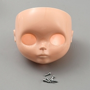 Plastic Dolls Faceplate With Backplate, with Screw, Doll Making Accessories, PeachPuff, 70x89x73mm(AJEW-WH0348-446)