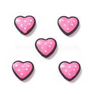 Opaque Resin Beads, Polka Dot Heart, Pink, 15x17x6mm, Hole: 1.5mm(RESI-K020-02A)