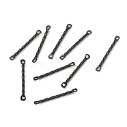 304 Stainless Steel Connector Charms, Twisted Bar, Black, 20x2x1.2mm, Hole: 1mm(STAS-Q323-02B-B)