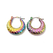 Ion Plating(IP) 304 Stainless Steel Crescent Moon Hoop Earrings, Croissant Chunky Earrings for Women, Rainbow Color, 18x20x4mm, Pin: 0.7mm(EJEW-P202-07MC)