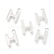 201 Stainless Steel Charms, Alphabet, Letter.H, 12x7.9x0.6mm, Hole: 1.2mm(X-STAS-C021-06P-H)