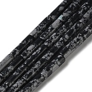 Synthetic Snowflake Obsidian Beads Strands, Column, 4~4.5x13~14mm, Hole: 1.2mm, about 27~29pcs/strand, 14.72''~14.96''(37.4~38cm)(G-D077-B02)