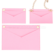 WADORN 2Pcs 2 Style Wool Felt Purse Organizer Insert, Mini Envelope Handbag Shaper Premium Felt, Bag Accessories, with Iron Grommets, Rectangle, Hot Pink, 9.4~14.8x14.5~22x0.65cm, Hole: 10mm, 1pc/style(FIND-WR0006-61C)