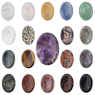 19Pcs 19 Styles Oval Natural Gemstone Worry Stone, Thumb Stone Massager for Anxiety Relief, 45~45.5x34~35x7~8.5mm, 1pc/style(G-GL0001-08)