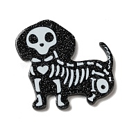 Opaque Double-sided Printed Acrylic Pendants, with Glitter Powder, for Halloween, Skull Theme Charm, Lion, 35x35.5x2mm, Hole: 1.6mm(SACR-F007-01A)