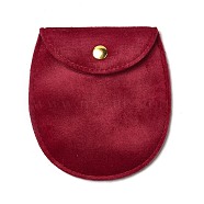 Velvet Jewelry Storage Pouches, Oval Jewelry Bags with Golden Tone Snap Fastener, for Earring, Rings Storage, Red, 9.8x9x0.8cm(ABAG-C003-01B-04)