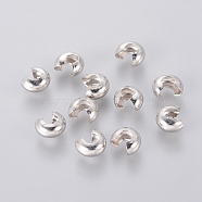 Brass Crimp Beads Covers, Nickel Free, Ringent Round, Platinum Color, About 4mm In Diameter, 3mm Thick, Hole: 1.5mm(EC266-NF)