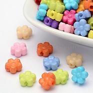 Solid Color Acrylic Beads, Flower, Mixed Color, 8.5x9x4mm, Hole: 2mm, about 2686pcs/500g(SACR-R807-M)