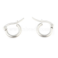 304 Stainless Steel Hoop Earrings, Hypoallergenic Earrings, Ring Shape, Stainless Steel Color, 12 Gauge, 12x2mm,  Pin: 0.7~1.3x0.68mm(EJEW-F105-36P)