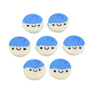 Handmade Polymer Clay Cabochons, Flat Round with Expression, Cornflower Blue, 9.5x2mm, about 235pcs/50g(X-CLAY-N006-128)