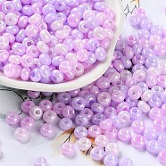 Glass Seed Beads, Opaque Colours Luster, Round, Violet, 5~5.5x3~3.5mm, Hole: 1.5~1.6mm, about 3488pcs/pound(SEED-L011-03A-13)